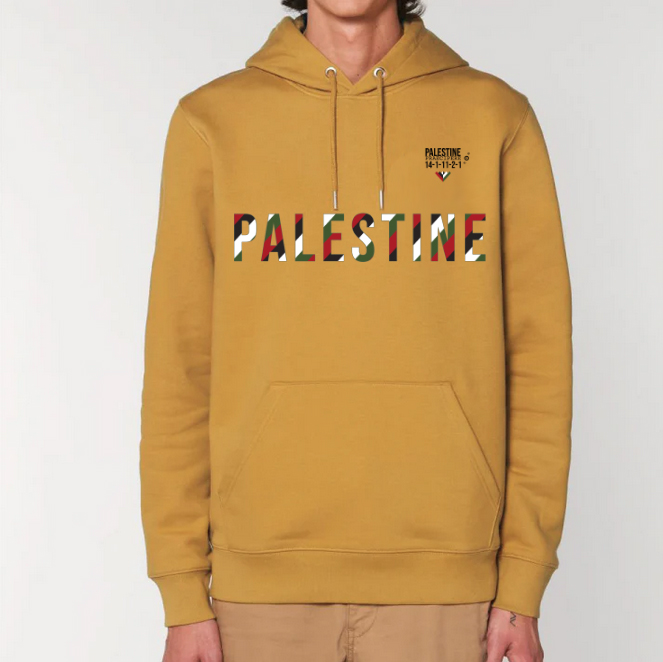 Palestine Stripe Hoodie Ochre
